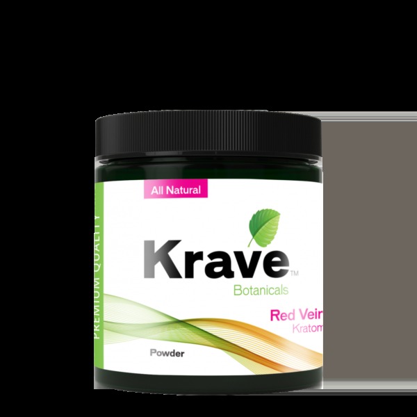 Krave Red Vein kratom powder jar — buy smooth, full-bodied red vein kratom online.