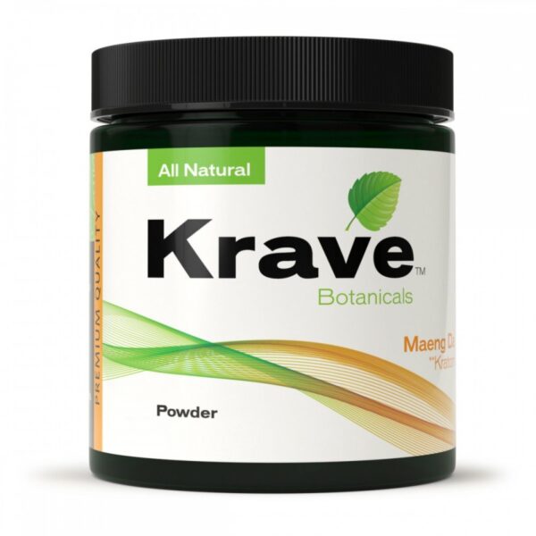 Maeng Da kratom powder bag by Krave Kratom