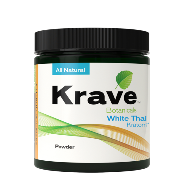 White Thai kratom powder bag by Krave Kratom